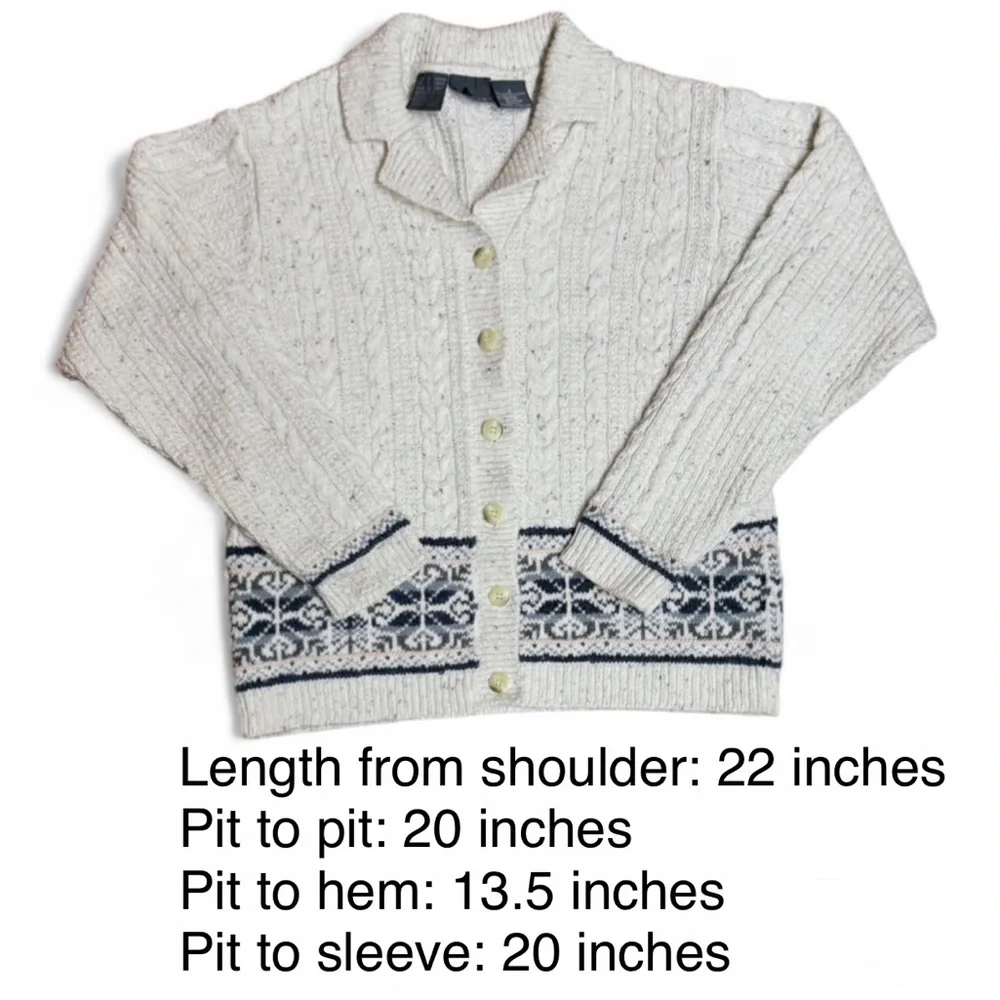Vintage 90s Lizwear Coastal Cable Knit Cardigan, Size Small - Picture 3 of 10